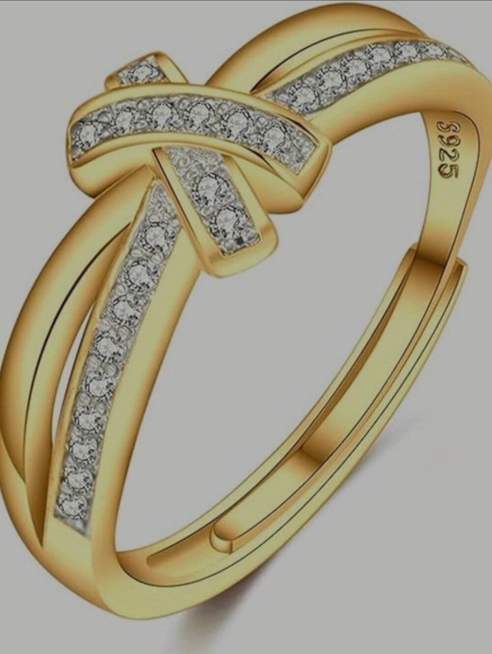 Beautiful Adjustable Sterling Silvrr Gold Tone Ring Marked 925